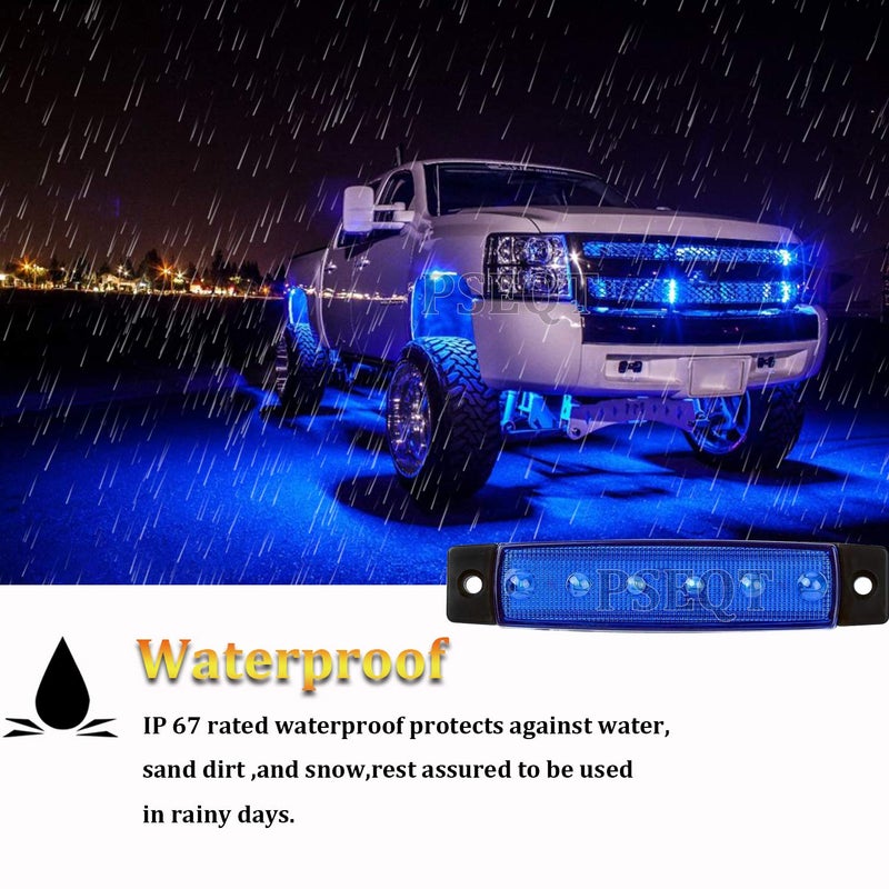 PSEQT 10 Pcs LED Rock Strip Lights Car Exterior Underglow Wheel Fender Well Lighting Kits Waterproof for Golf Cart Wrangler Offroad Truck RV UTV ATV Snowmobile (Blue) - Image 4